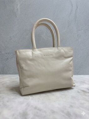 Vera Pelle Cream Leather Tote Bag